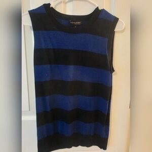 Striped Blue and Black Sleeveless Sweater